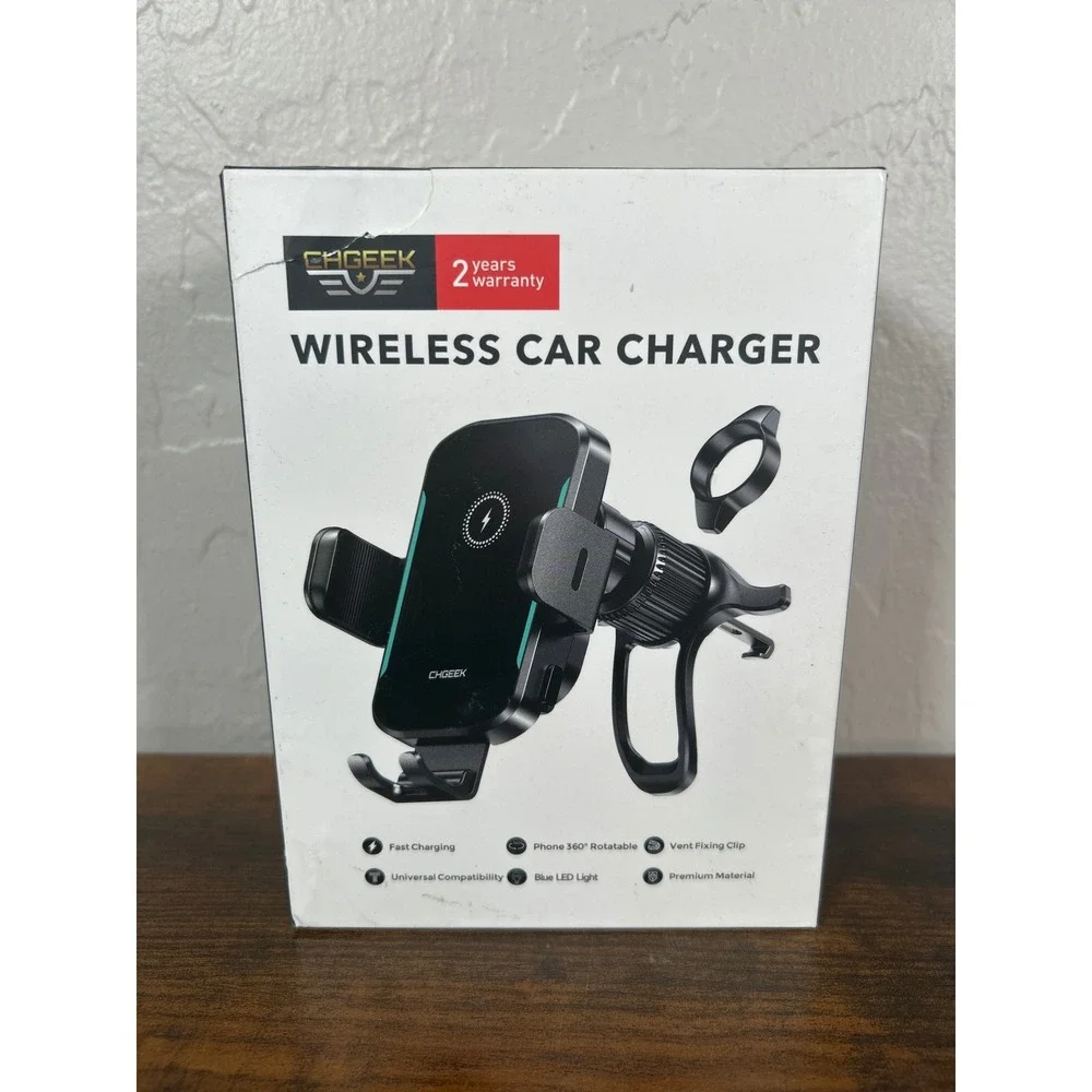 CHGEEK CB7005 Wireless Car Charger 15W Fast Charging Vent Mount Phone Holder Blk